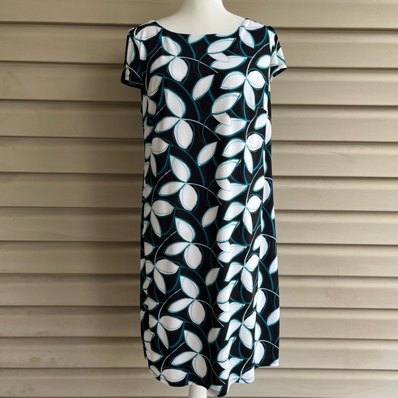 •Nine West• Leafy Patterned Shift Dress - Size 14 - Picture 1 of 8